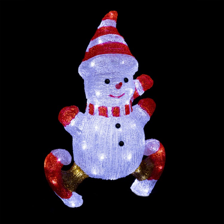 HOURLEEY Décoration de Noël - Bonhomme de neige lumineux - 55 L - 3 pièces  étanches - Bonhomme de neige 2D pour cour, terrasse, pelouse, jardin, fête