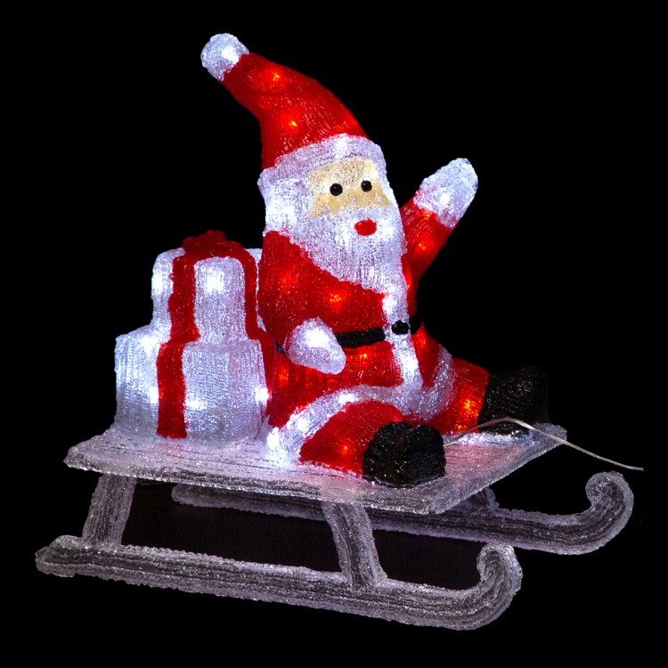 Père Noel Lumineux Acrylique avec Sac Cadeau, decoration de noel