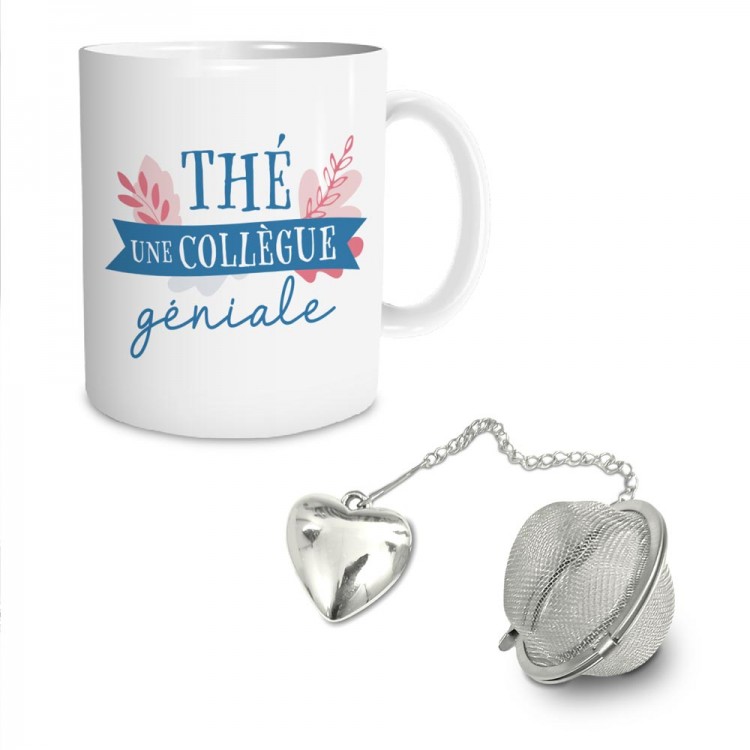 Coffret mug et sa boule à thé "Collègue géniale"