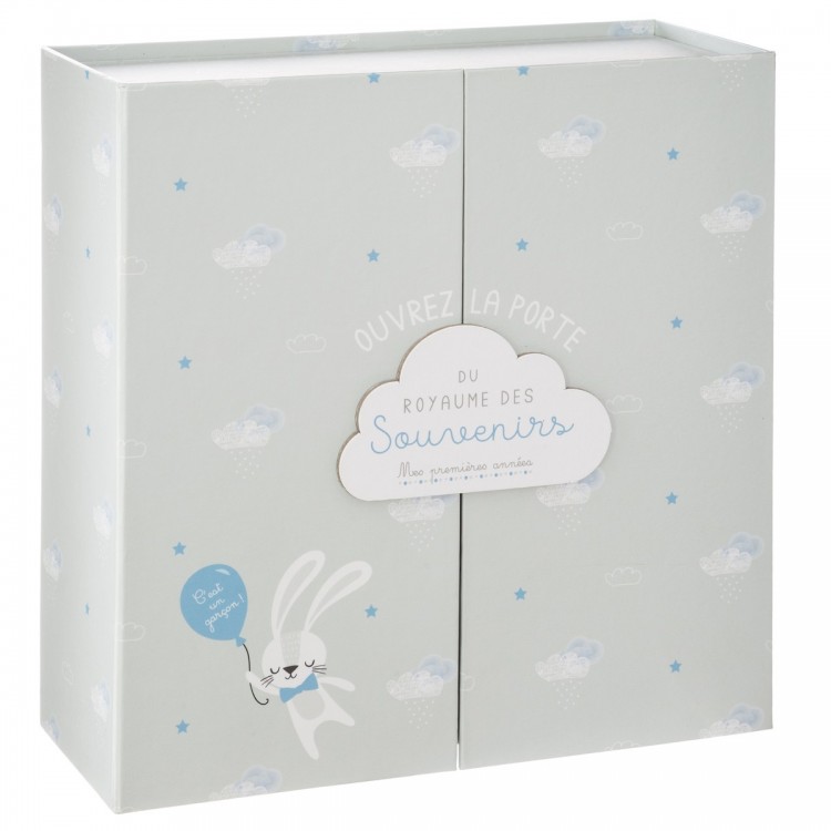 Boite à souvenirs de naissance - Coffret cadeau bébé - Bleu 15 cm